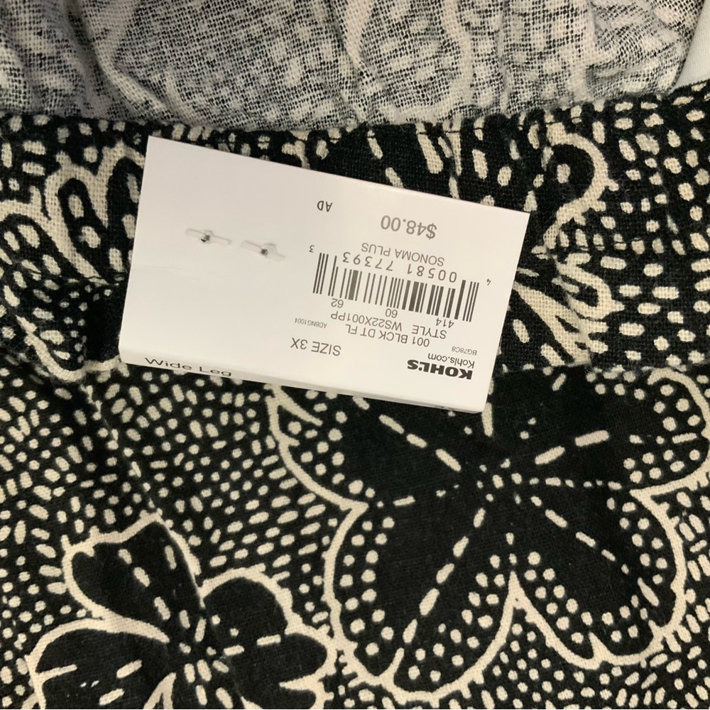 NWT Sonoma Linen Blend Elastic Waist Drawstring Wide Leg Pant Size 4X 3X 2X - Picture 8 of 10